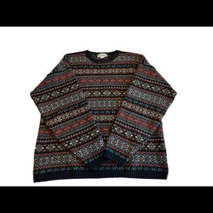 VTG LL Bean WOOL Sweater Made In Scotland Multicolor Size Mens L
